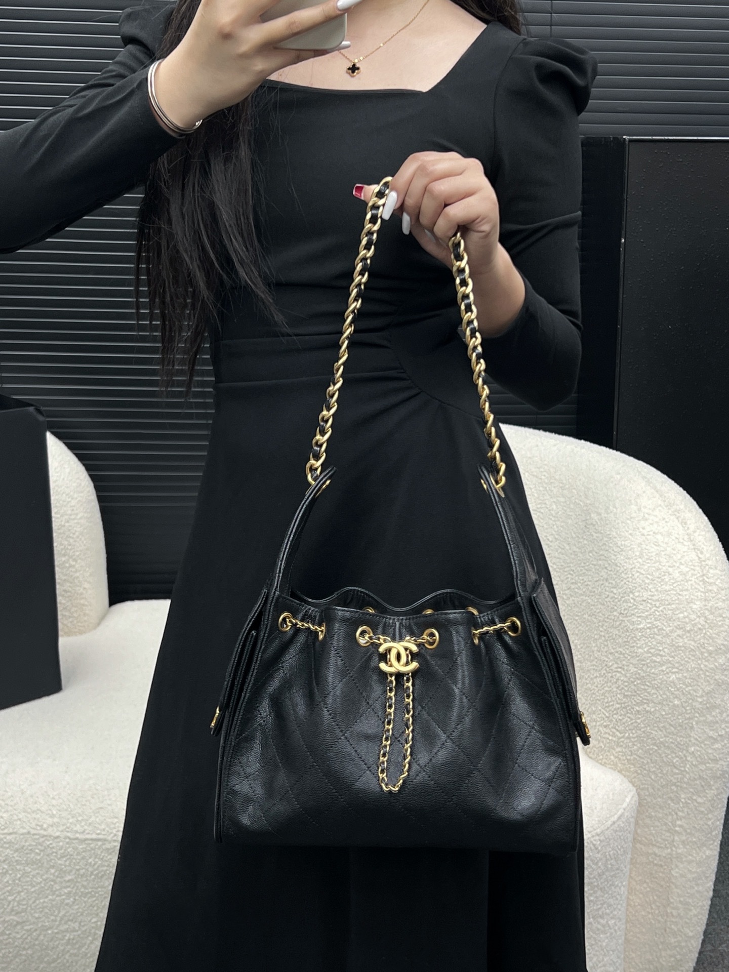 Cha 25S 레더 스몰 호보백