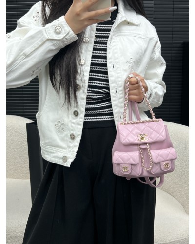 Ch 25P DUMA 더블포켓 백팩 핑크 2size