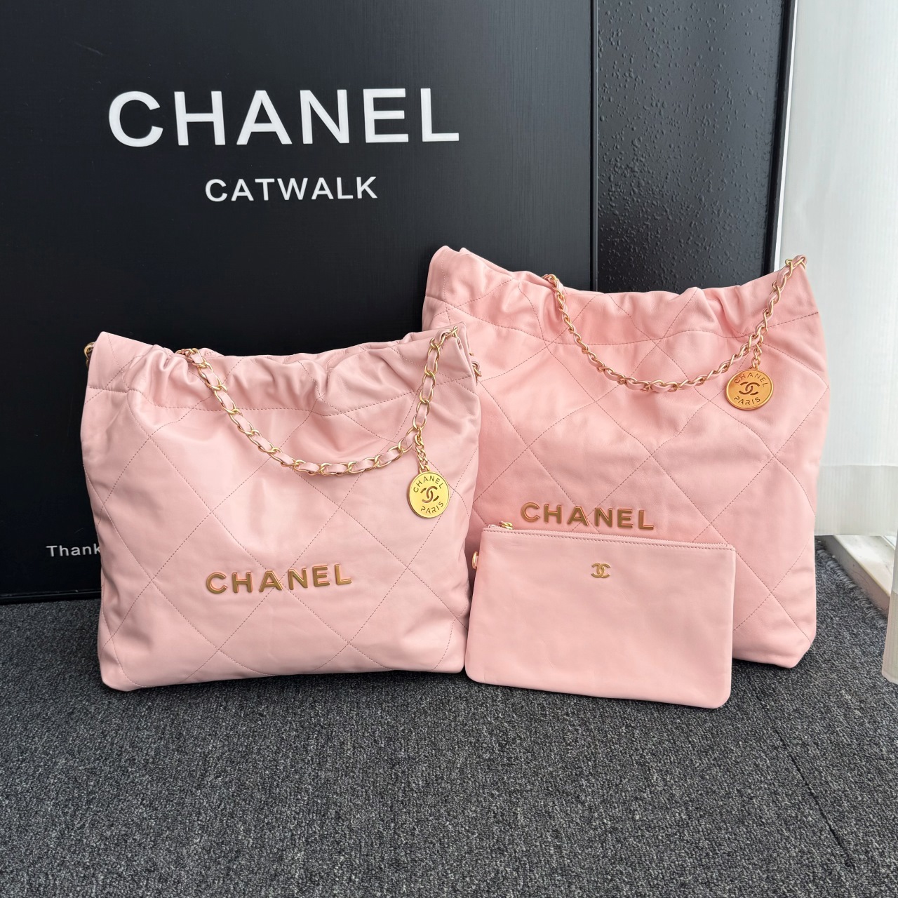 Ch 22bag 사쿠라 핑크골드 미디움