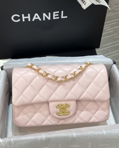 Ch CF백 20cm 라이트 핑크 골드