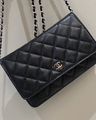 Ch WOC 포춘백 블랙 금장/은장 19cm