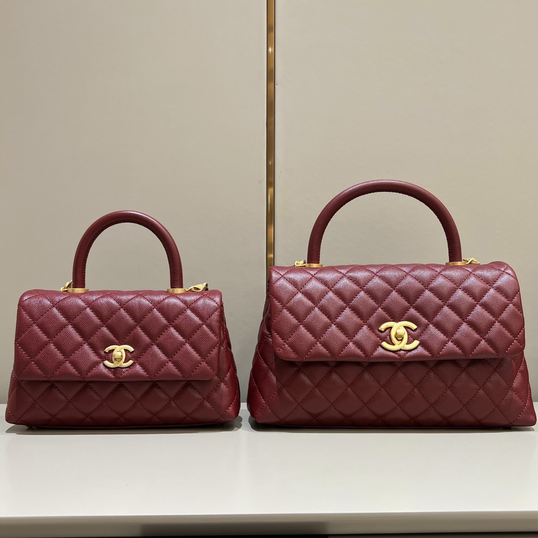 Ch 코코핸들백 캐비어 와인레드 3size