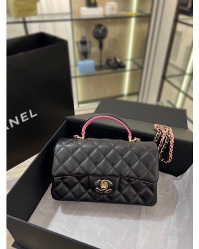 Ch 미니핸들백 블랙+핑크 20cm