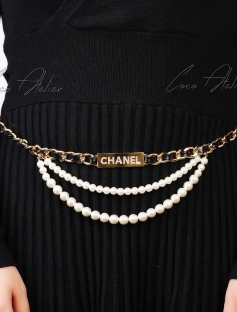 CHANEL 샤넬 진주 체인 벨트