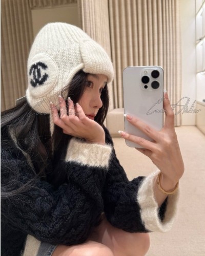 CHANEL 샤넬 캐시미어 귀도리 모자