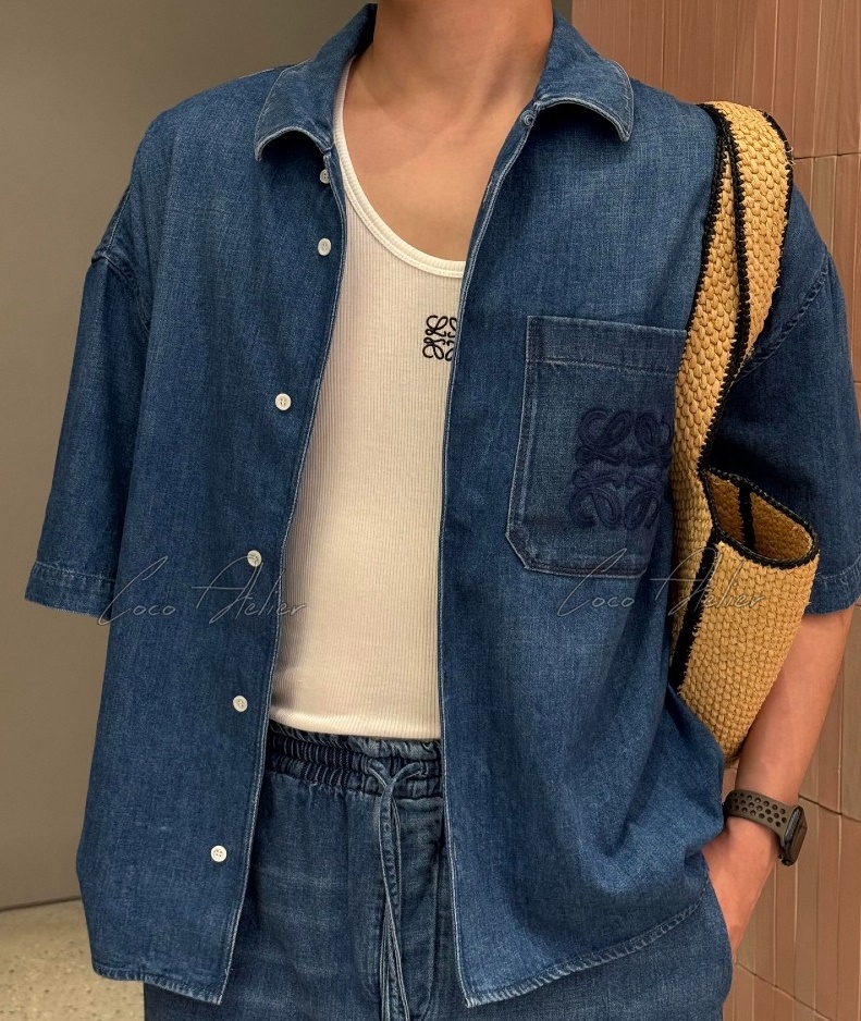 Loewe 로에베 데님 자수 포켓 셔츠 (남녀공용)