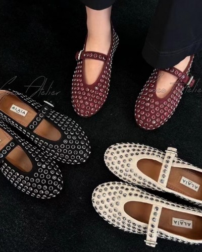 Alaia 알라이아 스톤 스웨이드 샌들