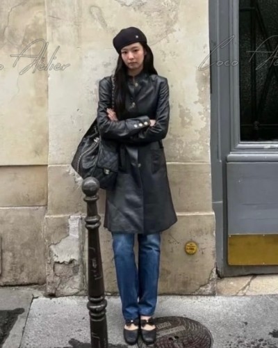 CHANEL 샤넬 제니 레더 자켓