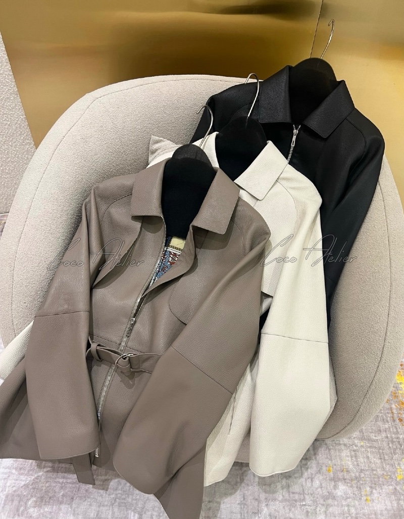 HERMES 에르메스 레더 벨트 자켓