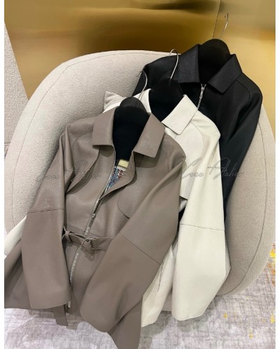 HERMES 에르메스 레더 벨트 자켓