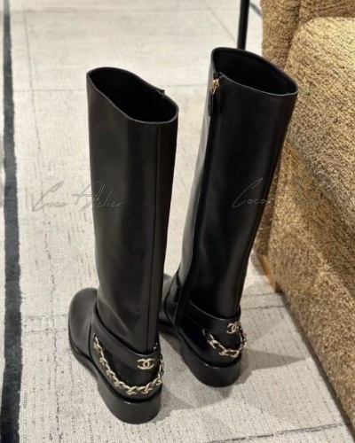 CHANEL 샤넬 cc체인 롱 부츠