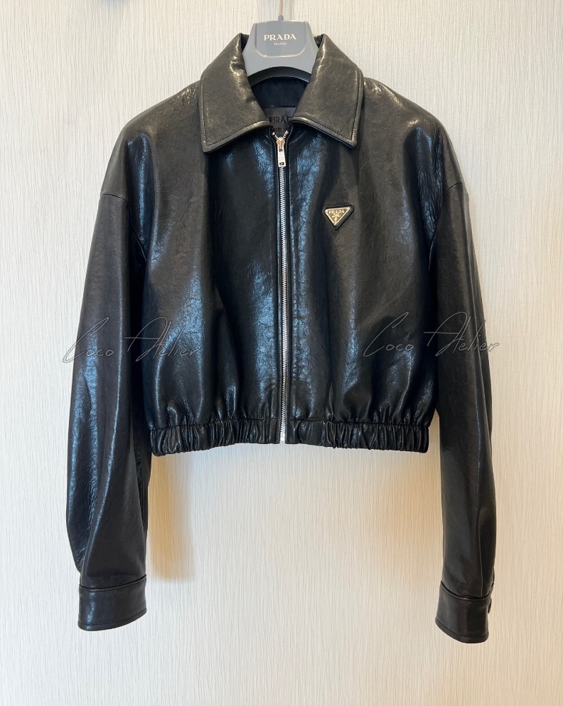 PRADA 프라다 크롭 가죽 자켓