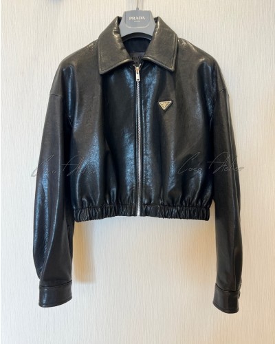 PRADA 프라다 크롭 가죽 자켓