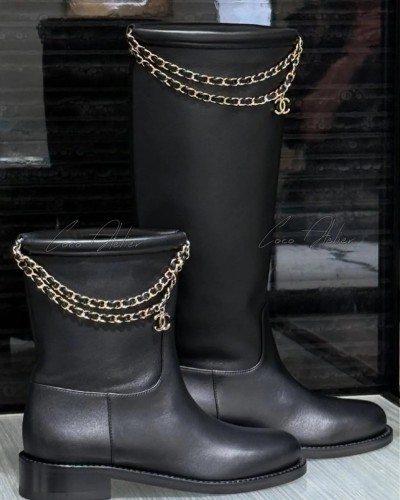 CHANEL 샤넬 cc 체인 앵클 부츠