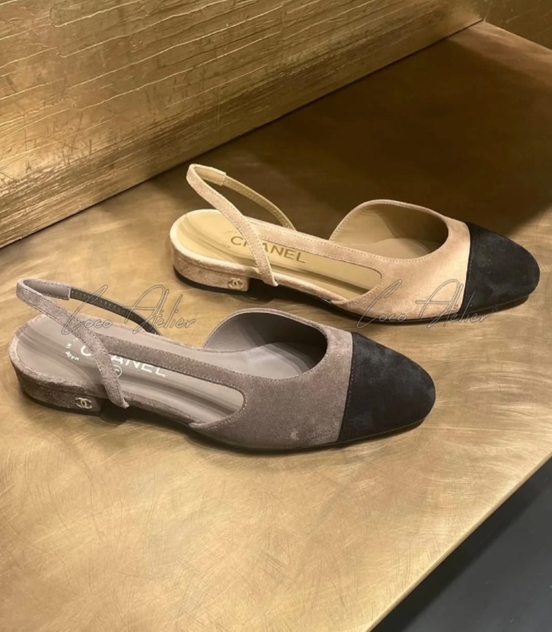 CHANEL 샤넬 투톤 스웨이드 슬링백 & 플랫