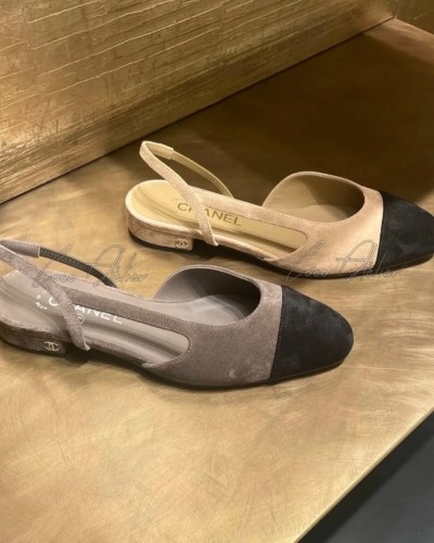 CHANEL 샤넬 투톤 스웨이드 슬링백 & 플랫