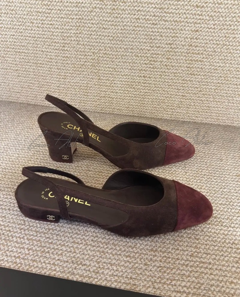 CHANEL 샤넬 투톤 스웨이드 슬링백