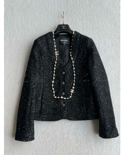 CHANEL 샤넬 브이넥 트위드 자켓