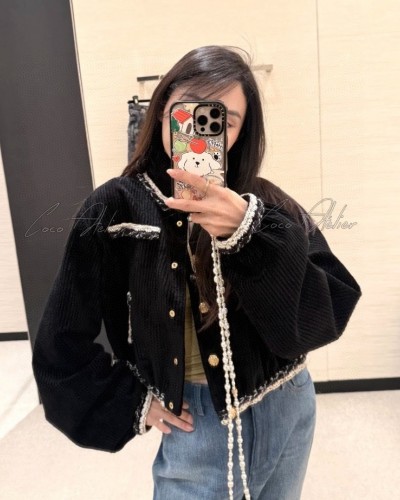 Chanel 샤넬 코듀로이 트리밍 자켓