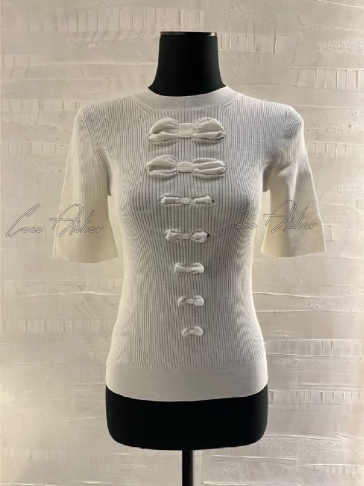 CHANEL 샤넬 리본 반팔 니트