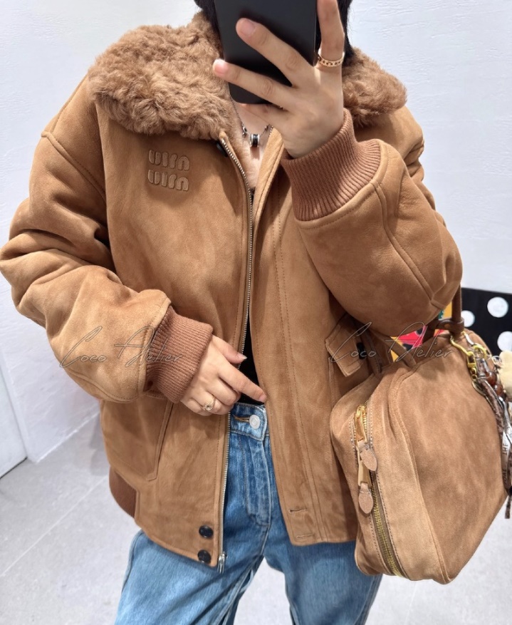 Miumiu 미우미우 스웨이드 숄카라 퍼 자켓 (+3color)