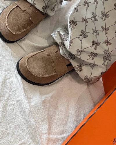 HERMES GO 스웨이드 뮬(+2color)