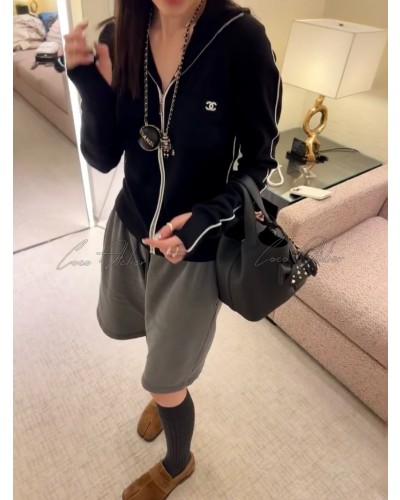 CHANEL 샤넬 캐시미어 후드 집업