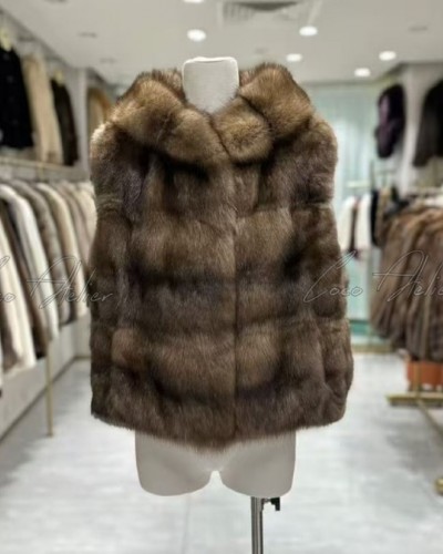 Russian Sobol Sable Hoodie Vest