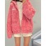 Pink knit hooded zip-up
