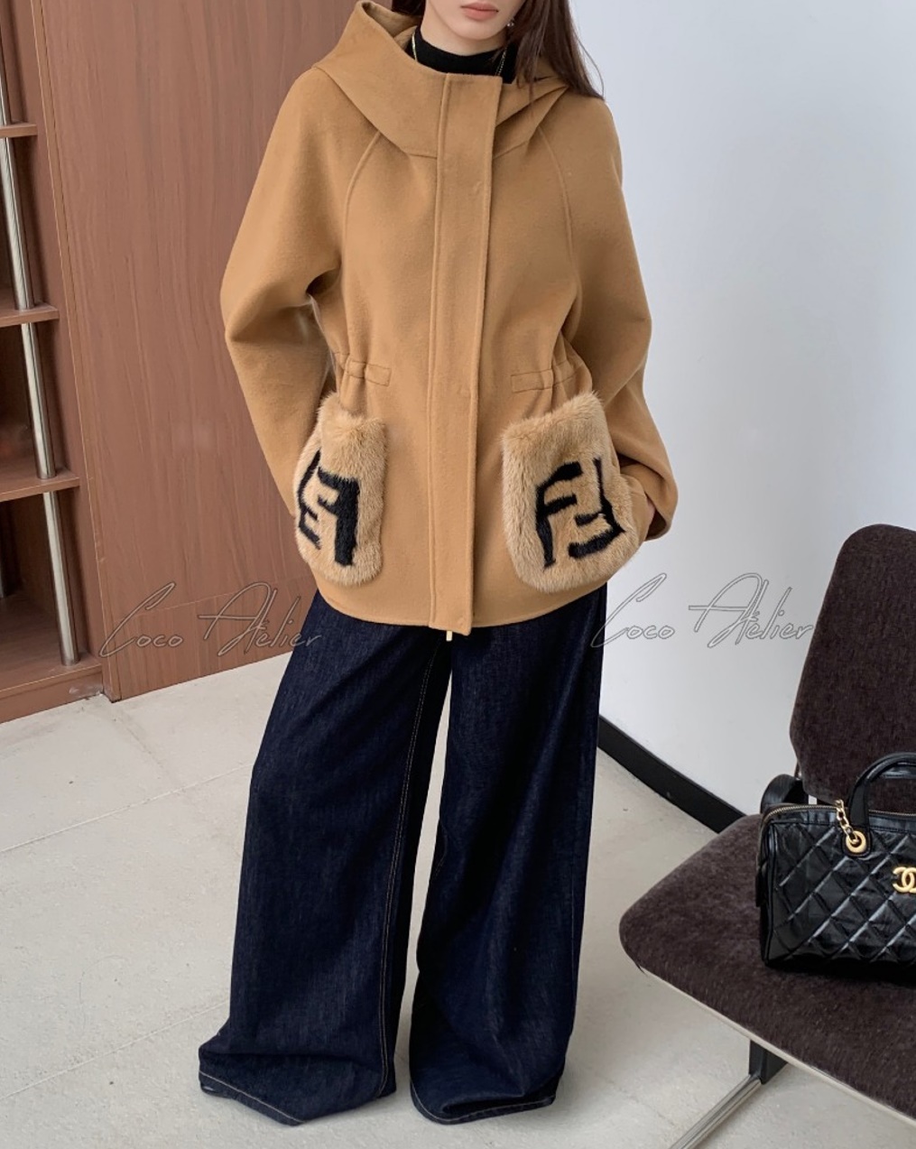 mink pocket coat