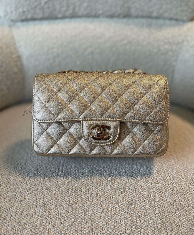 Gold flap bag