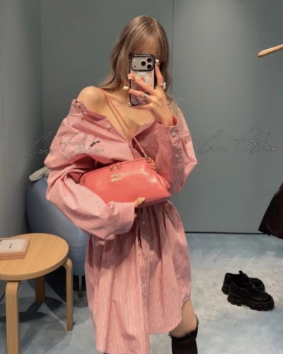 Pink shirt dress