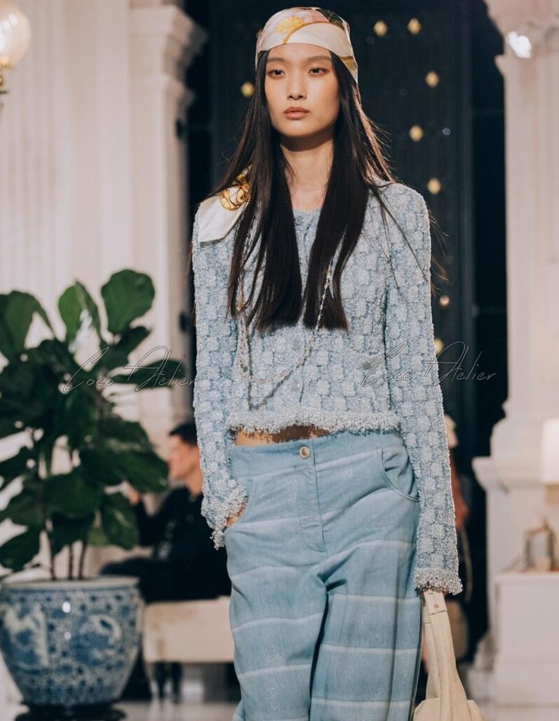 pink blue cardigan