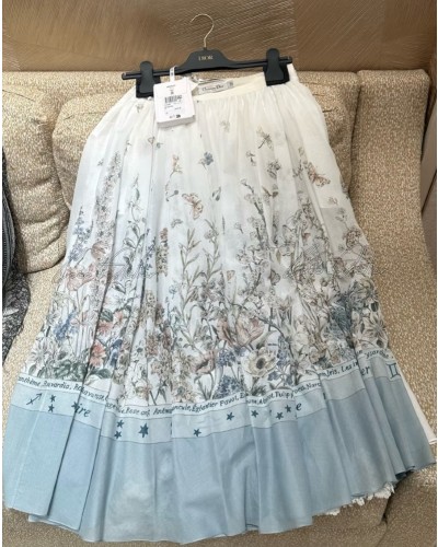long silk printed skirt