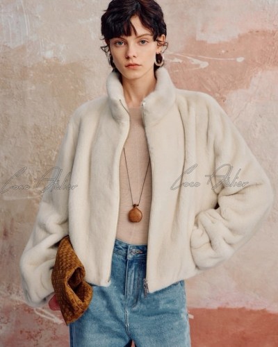 Mink zip-up jacket