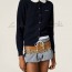 Lace collar cashmere cardigan