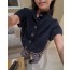 short-sleeved tweed jacket
