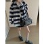 Stripe hooded zip-up