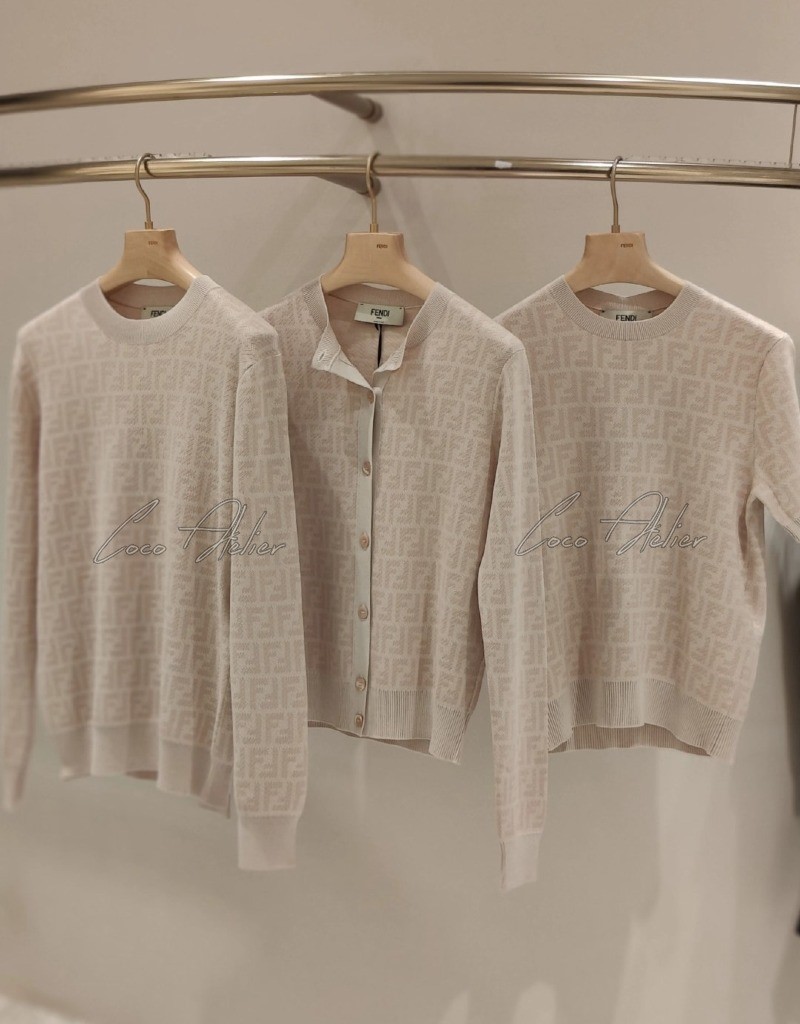 beige logo knit