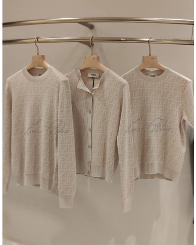 beige logo knit