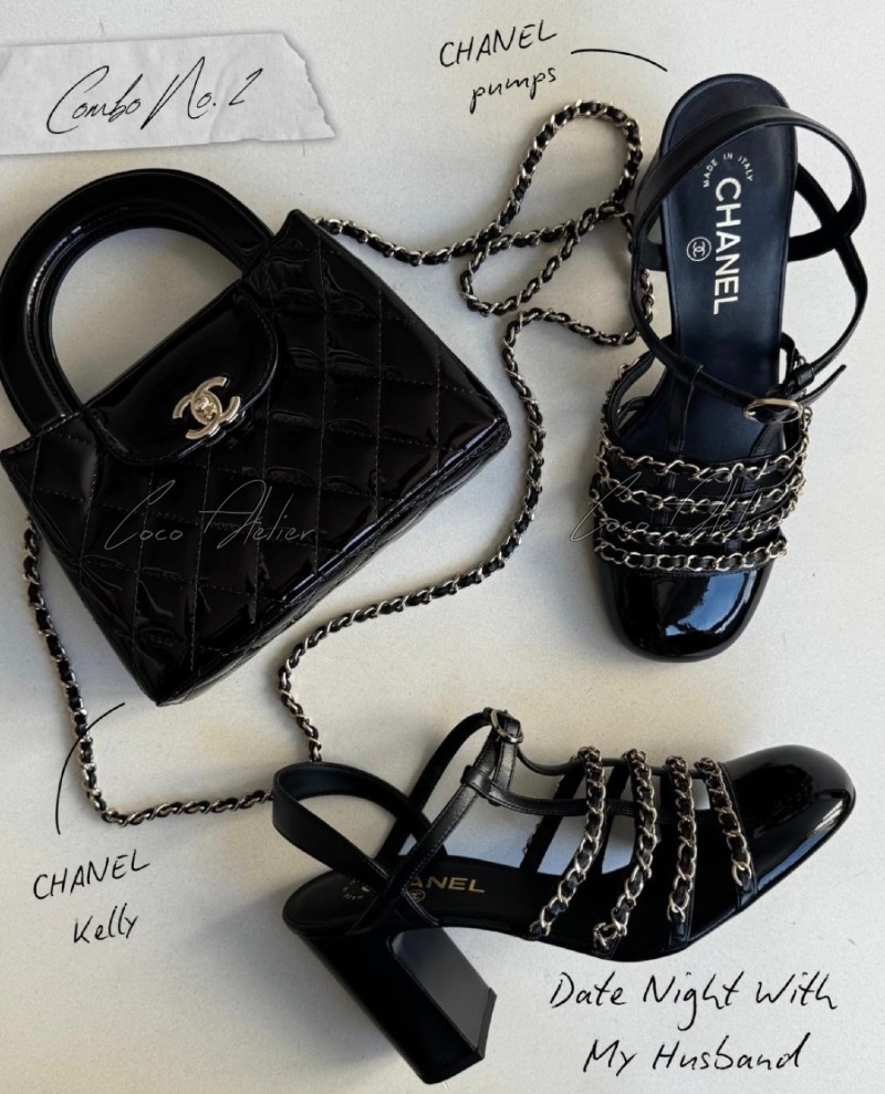 Chain strap heels